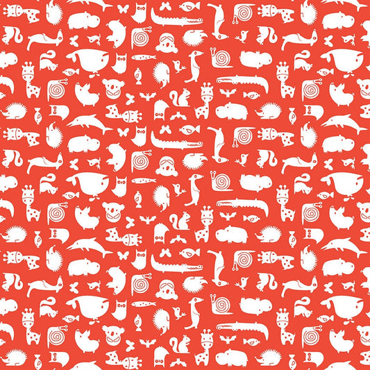 Noah's Ark by Shawn Wallace Animal Toss Red C9384-RED Riley Blake Fabric