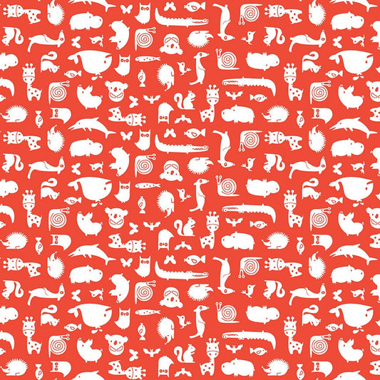 Noah's Ark by Shawn Wallace Animal Toss Red C9384-RED Riley Blake Fabric