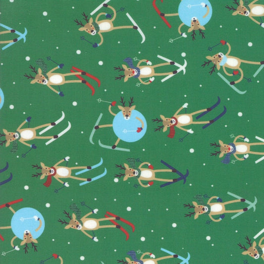 Jolly Season Reindeer Spruce by Abi Hall of Moda Fabrics 35341 13, 14" remnant