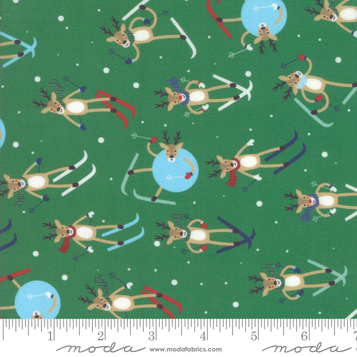 Jolly Season Reindeer Spruce by Abi Hall of Moda Fabrics 35341 13, 14" remnant