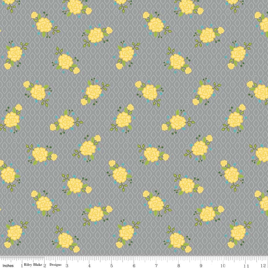 Wildflower Boutique by Heather Peterson Floral Gray by Riley Blake Fab ...