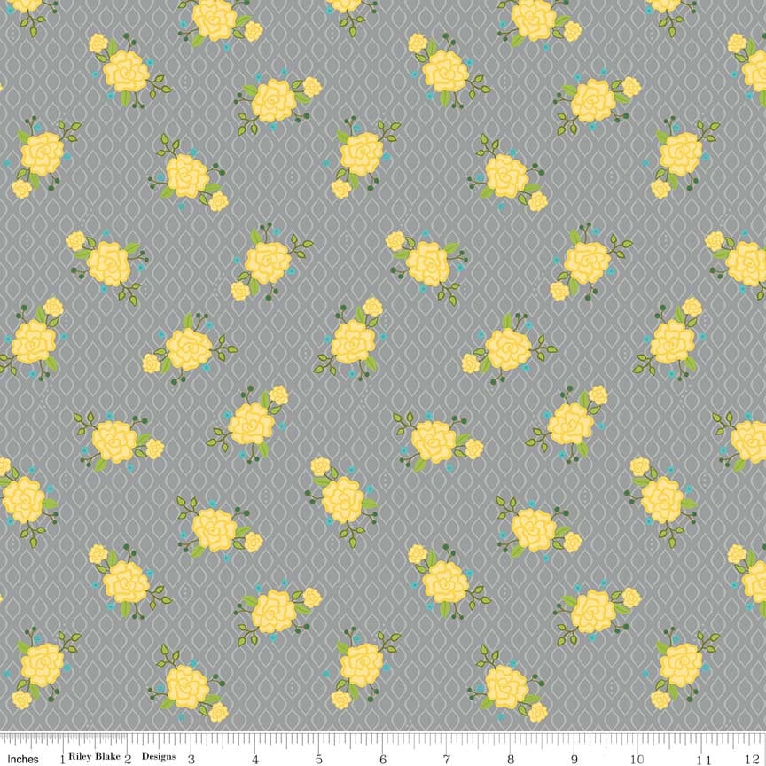 Riley Blake Fabric - Wildflower Boutique by Heather Peterson Floral Gray C8832-GRAY