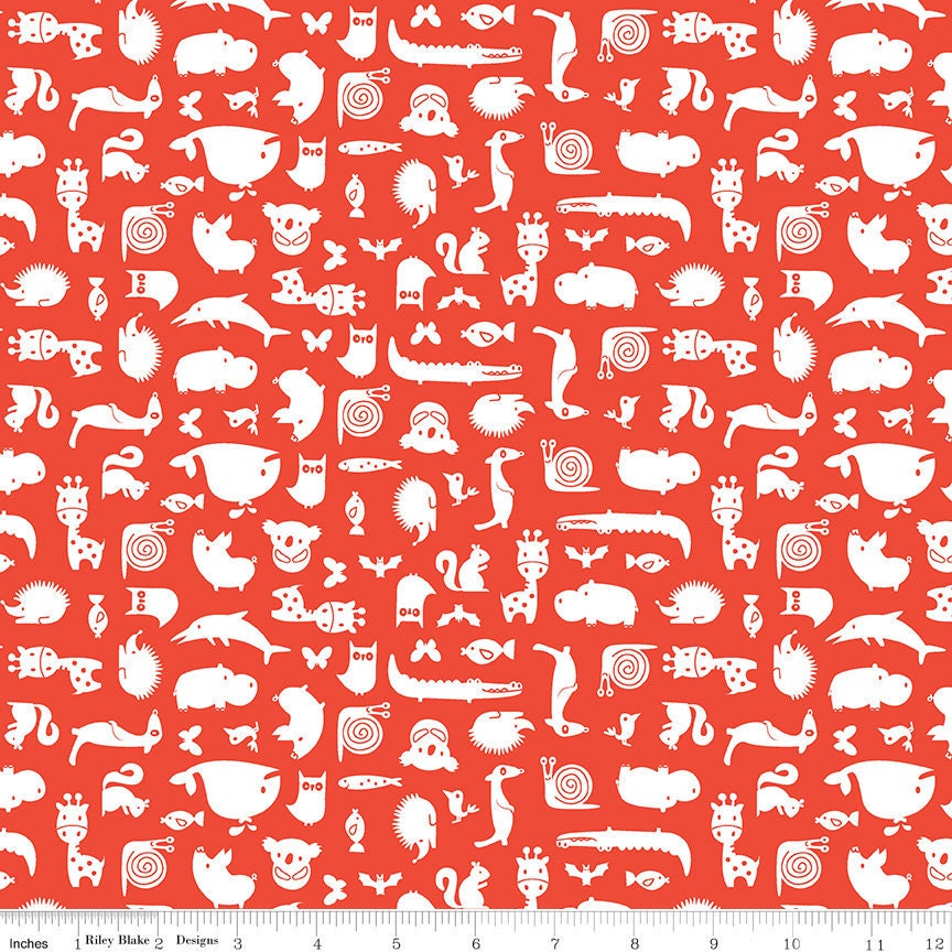 Noah's Ark by Shawn Wallace Animal Toss Red C9384-RED Riley Blake Fabric