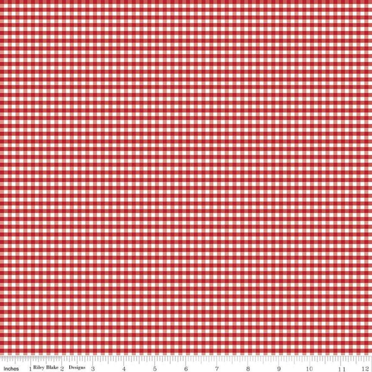 Riley Blake Fabric - 1/8" Gingham Red C440-80 RED