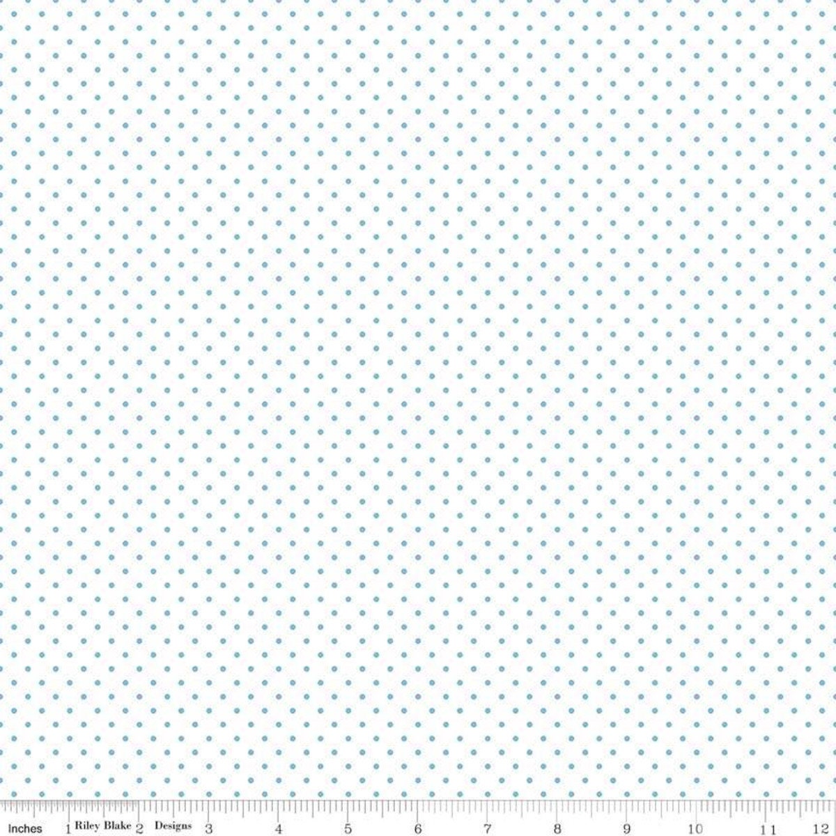 Riley Blake Fabric -Swiss Dot On White Aqua C660-20 AQUA