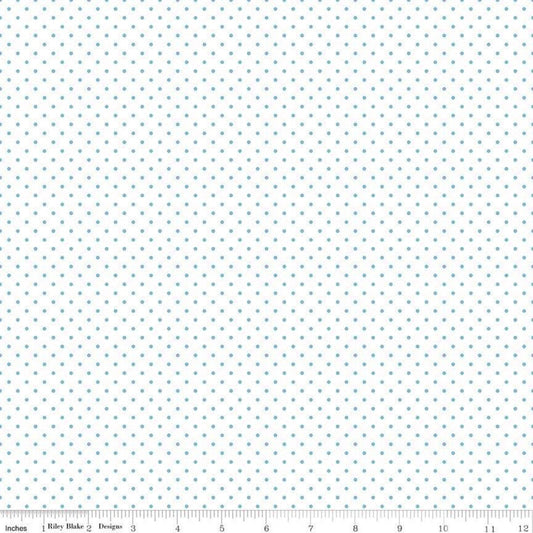 Riley Blake Fabric -Swiss Dot On White Aqua C660-20 AQUA