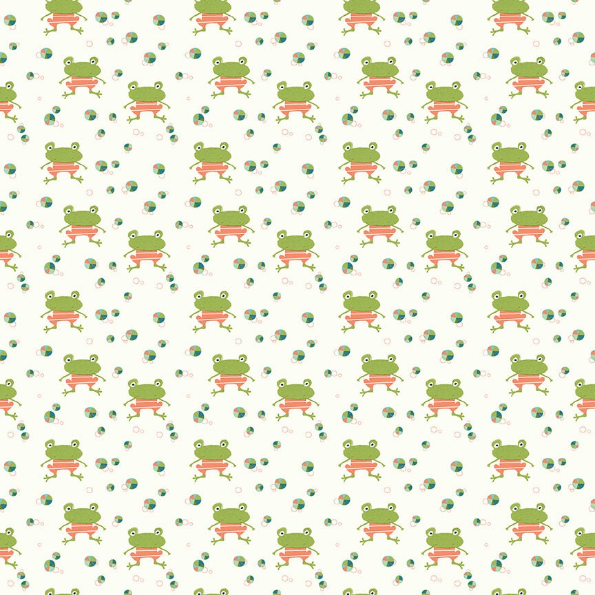 Ready Set Splash! Frogs Cream by Sandy Gervais for Riley Blake Fabrics C9892-CREAM