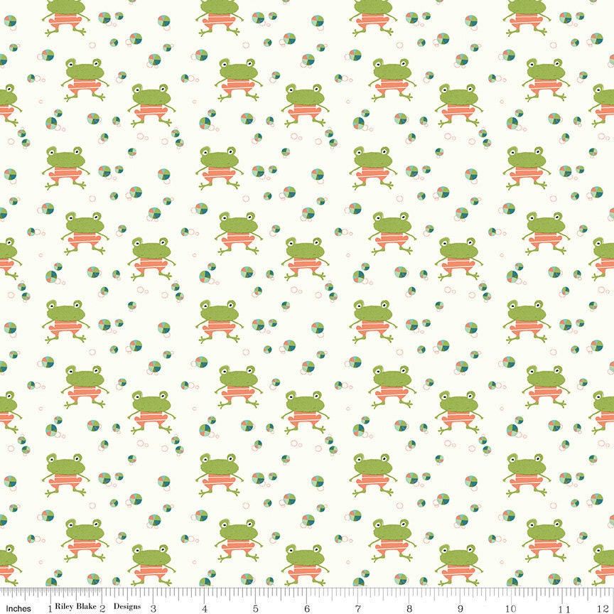 Ready Set Splash! Frogs Cream by Sandy Gervais for Riley Blake Fabrics C9892-CREAM