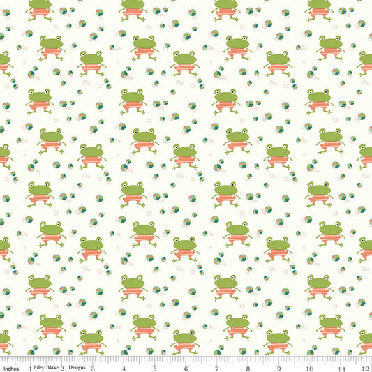 Ready Set Splash! Frogs Cream by Sandy Gervais for Riley Blake Fabrics C9892-CREAM