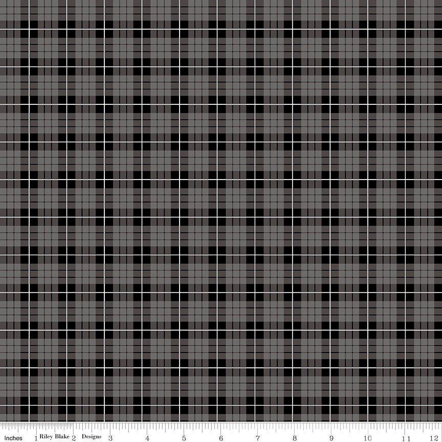 Wild at Heart Plaid Gray by Lori Whitlock for Riley Blake Fabrics C9825-GRAY, end of bolt, 30" remnant