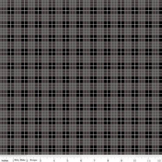 Wild at Heart Plaid Gray by Lori Whitlock for Riley Blake Fabrics C9825-GRAY, end of bolt, 30" remnant