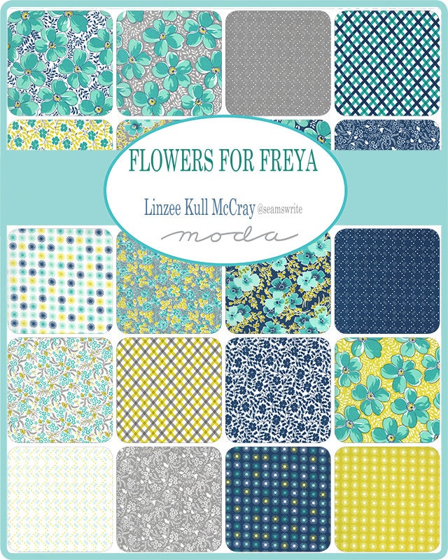 Flowers for Freya Picnic Bluebird by Linzee Kull McCray for Moda Fabrics Fabric Yardage 23335 22