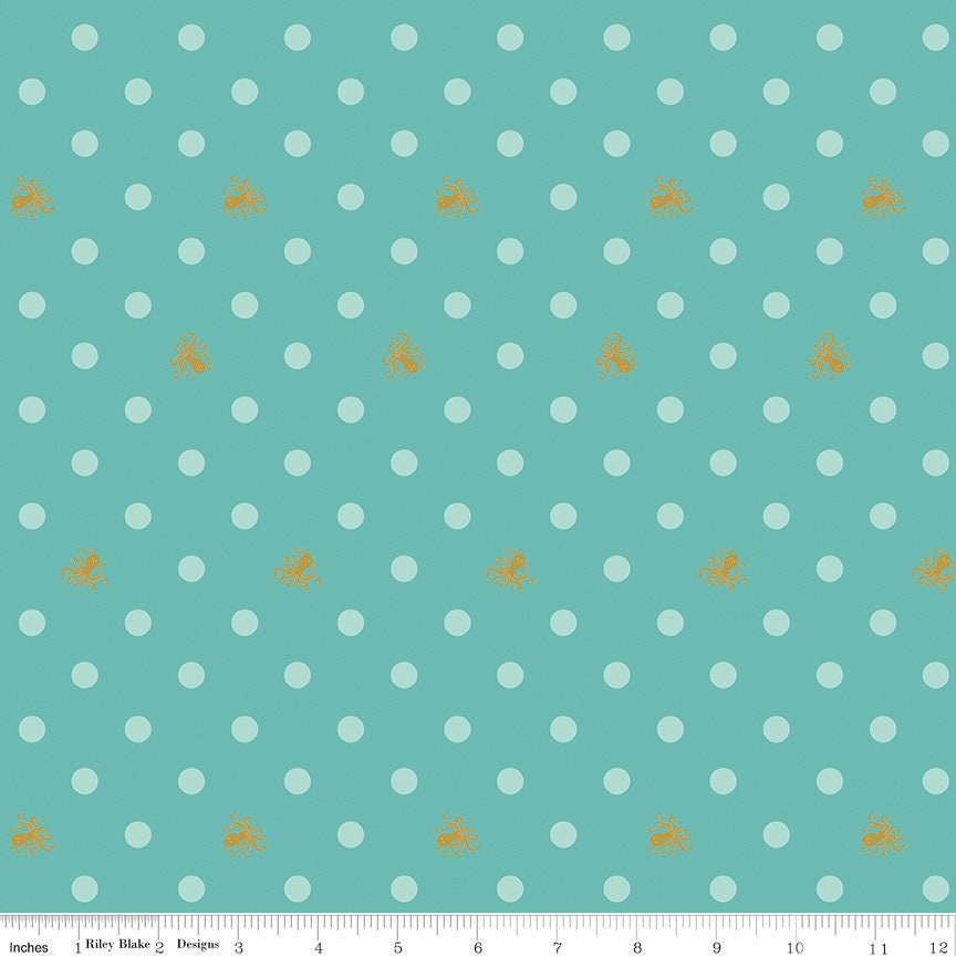 Ahoy! Mermaids Octo Dots Seafoam by Melissa Mortenson for Riley Blake Fabrics SC10343-SEAFOAM