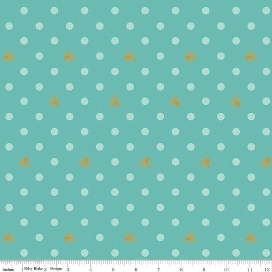 Ahoy! Mermaids Octo Dots Seafoam by Melissa Mortenson for Riley Blake Fabrics SC10343-SEAFOAM
