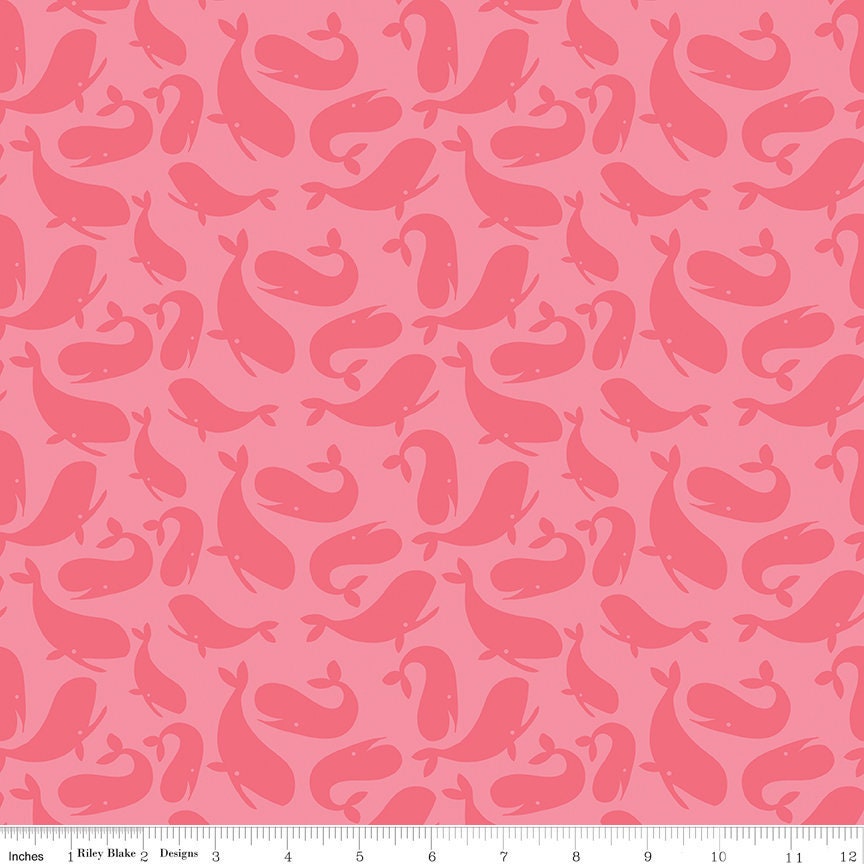 Ahoy! Mermaids Whales Coral by Melissa Mortenson for Riley Blake Fabrics SC10341-CORAL