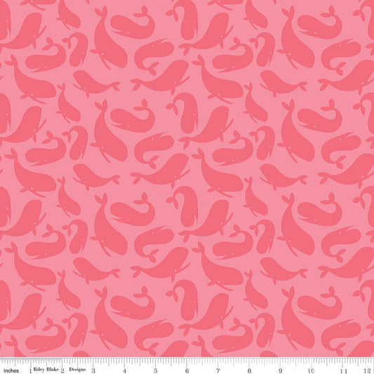 Ahoy! Mermaids Whales Coral by Melissa Mortenson for Riley Blake Fabrics SC10341-CORAL