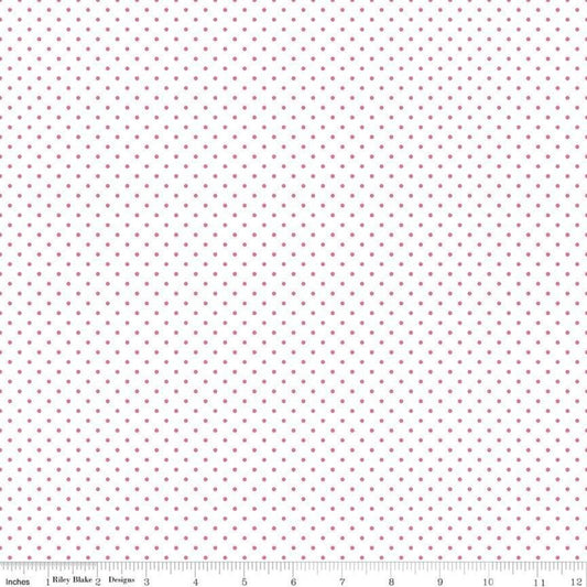 Riley Blake Fabric -Swiss Dot On White Hot Pink C660-70 HOTPINK