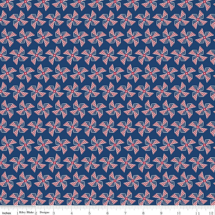 Land of Liberty Pinwheels Navy by My Mind's Eye for Riley Blake Fabrics C10565-NAVY