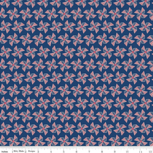 Land of Liberty Pinwheels Navy by My Mind's Eye for Riley Blake Fabrics C10565-NAVY
