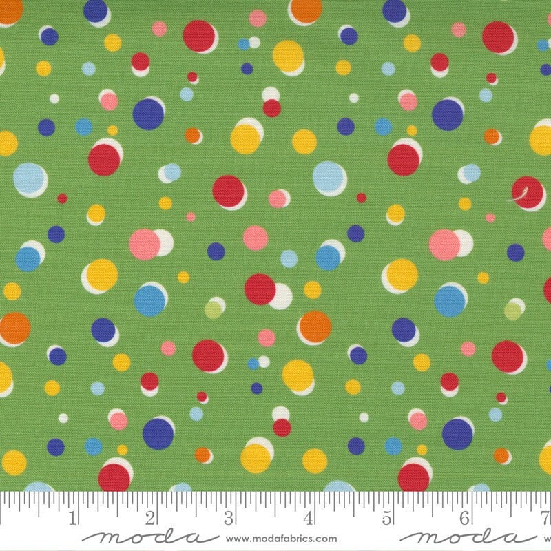 Story Time Happy Dots Green by American Jane for Moda Fabrics 21795 15, 10" remnant