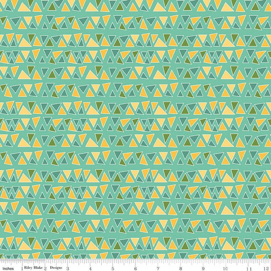 Eat Your Veggies Triangles Teal by Sandy Gervais for Riley Blake Fabrics C11115-TEAL