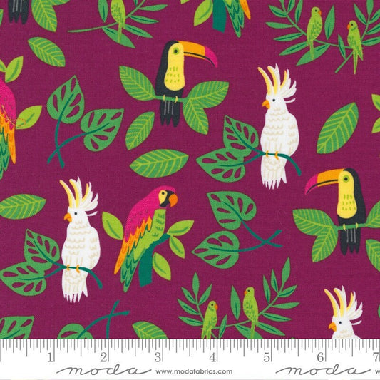 Jungle Paradise Birds In Paradise Novelty Tropical Birds Magenta by Stacy Iest Hsu and Moda Fabrics 20782 17