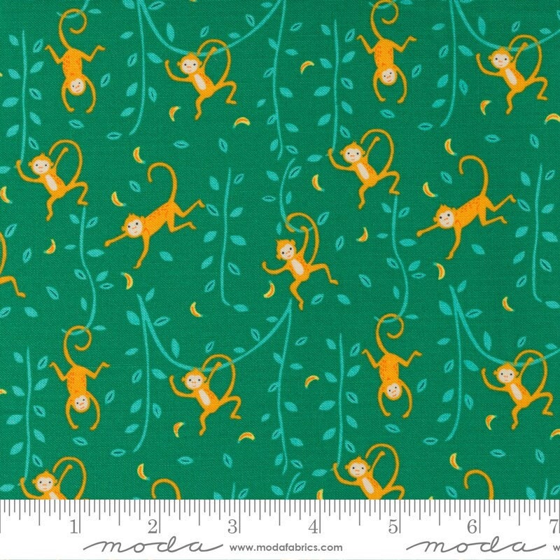 Jungle Paradise Funny Monkey Monstera by Stacy Iest Hsu and Moda Fabrics 20784 21