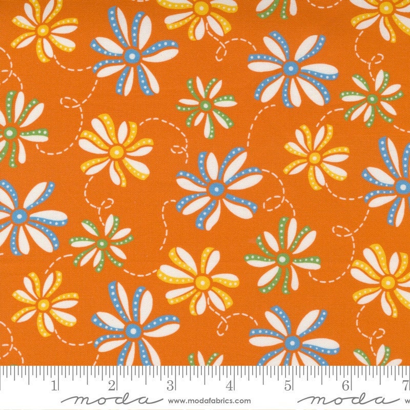 Story Time Ribbon Daisy Orange by American Jane for Moda Fabrics 21792 13