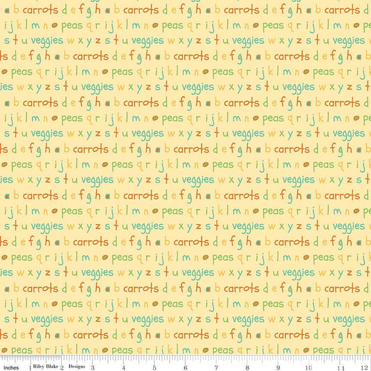 Eat Your Veggies Alphabet Yellow by Sandy Gervais for Riley Blake Fabrics C11114-YELLOW