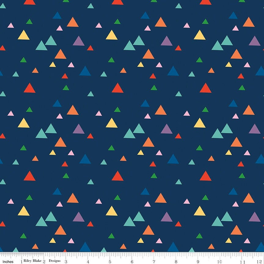 Fisher-Price Let's Play Triangles Navy for Riley Blake Fabrics C11884-NAVY