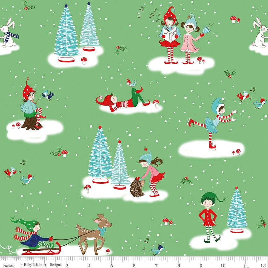 Pixie Noel 2 Main Green by Tasha Noel for Riley Blake Fabrics C12110-GREEN