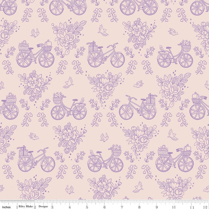 Sweet Picnic Bicycle Ride Blush by Natàlia Juan Abelló  for Riley Blake Designs C12092-BLUSH