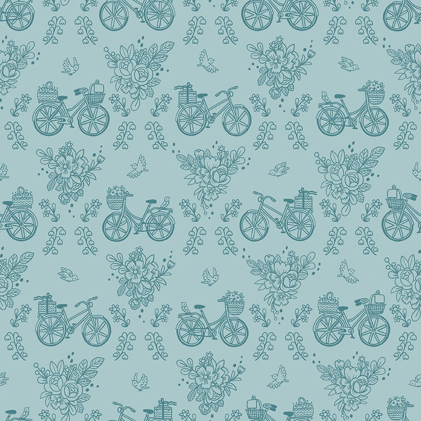 Sweet Picnic Bicycle Ride Sky by Natàlia Juan Abelló  for Riley Blake Designs C12092-SKY