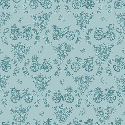 Sweet Picnic Bicycle Ride Sky by Natàlia Juan Abelló  for Riley Blake Designs C12092-SKY