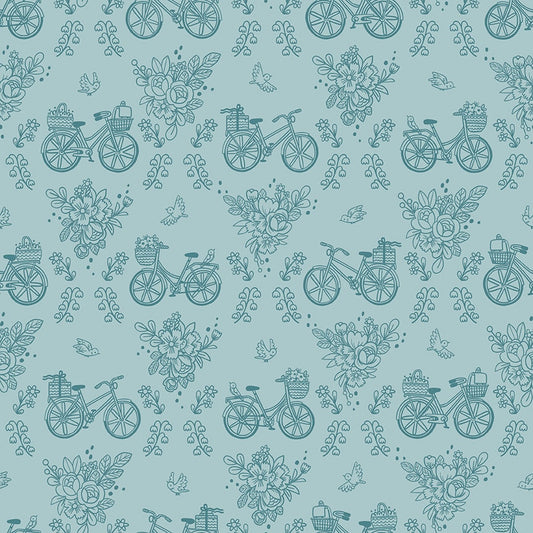 Sweet Picnic Bicycle Ride Sky by Natàlia Juan Abelló for Riley Blake Designs C12092-SKY