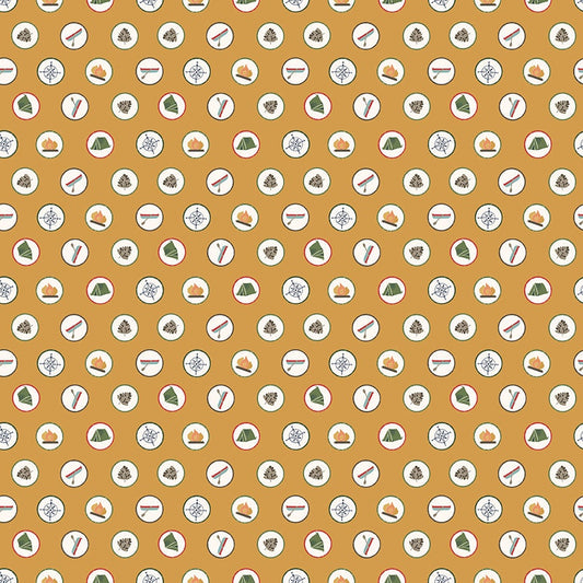 Love you Smore Badges Gold by Gracey Larson for Riley Blake Fabrics C12141-GOLD