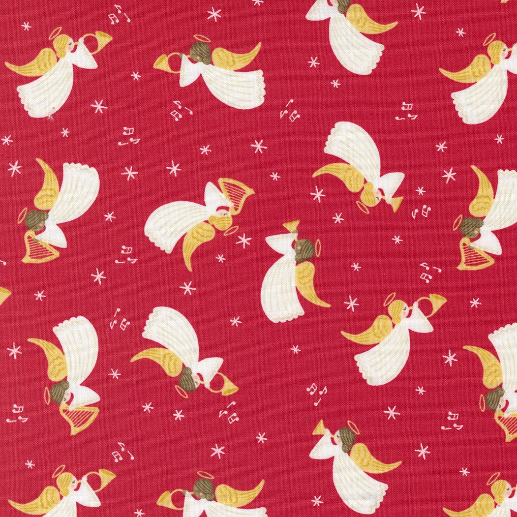 Joyful Joyful Hark The Angels Christmas Angels Poinsettia Red by Stacy Iest Hsu for Moda Fabrics 20803 22