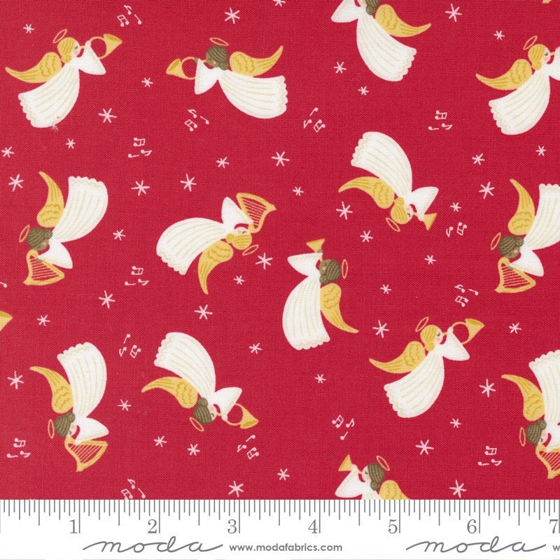 Joyful Joyful Hark The Angels Christmas Angels Poinsettia Red by Stacy Iest Hsu for Moda Fabrics 20803 22