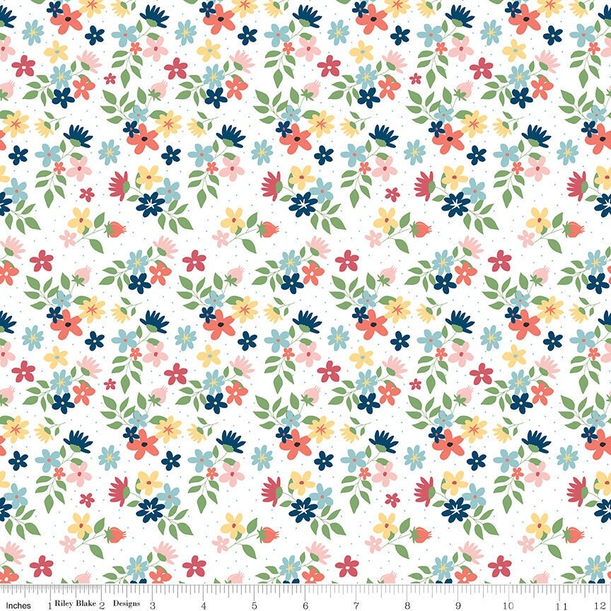 Sew Much Fun Floral White by Echo Park Paper Co. for Riley Blake Fabrics C12456-WHITE