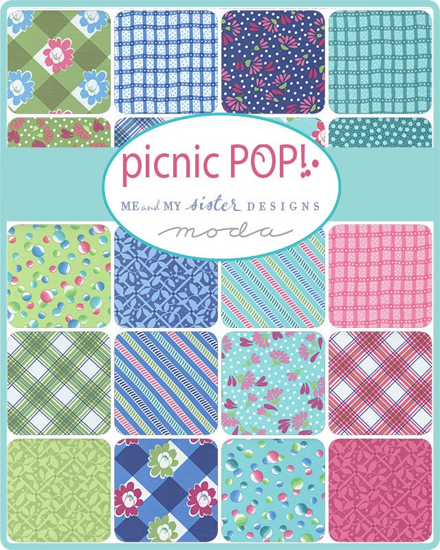 Picnic Pop Fizzy Bubbles Awesome Aqua by Me and My Sister Designs for Moda Fabrics 22432 14