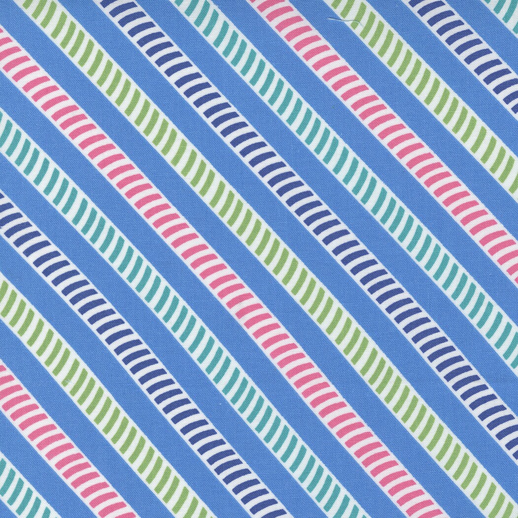 Picnic Pop Straw Stripes Bright Blue by Me and My Sister Designs for Moda Fabrics 22436 13