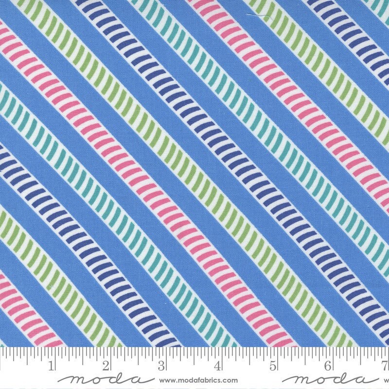 Picnic Pop Straw Stripes Bright Blue by Me and My Sister Designs for Moda Fabrics 22436 13