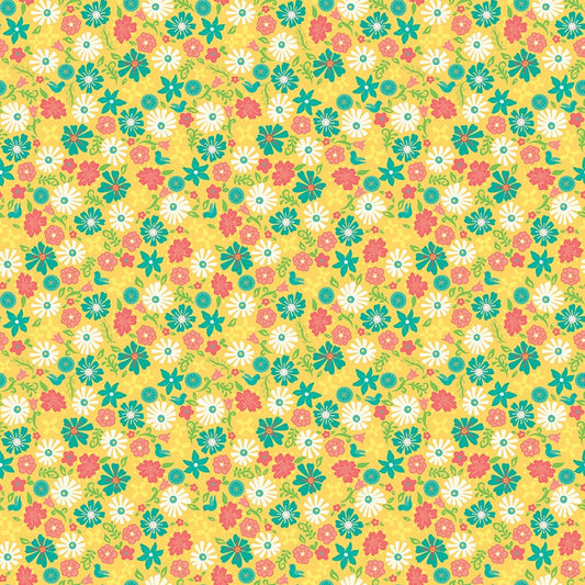 Gingham Cottage Flowers Yellow C13015-YELLOW by Heather Peterson for Riley Blake Fabrics